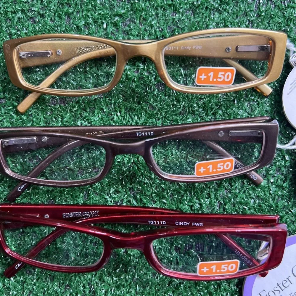 Foster Grant Reading Glasses +1.50 Lot Of 3 Red Brown‎ Gold Tortoise Arms NWT